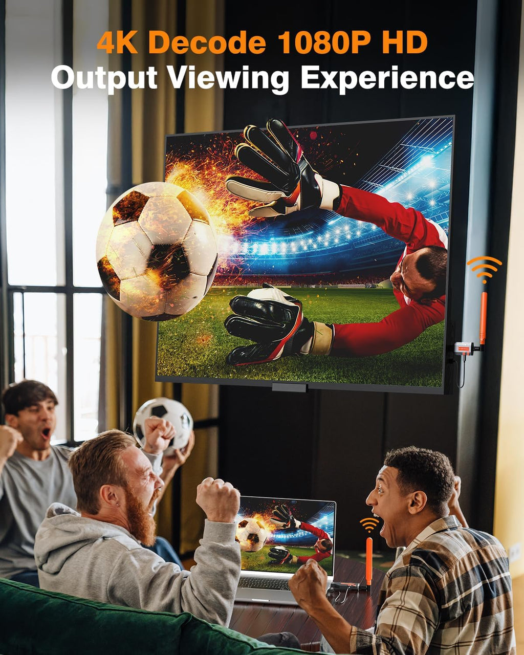 Coolpie Wireless HDMI Transmitter and 3 Receivers: 4K Decode 1080P Full HD Output, 350FT/100M Long Range, 5.8G Extender Plug & Play Low Lag for Streaming Video/Audio Multiple TV/Monitor/Projector