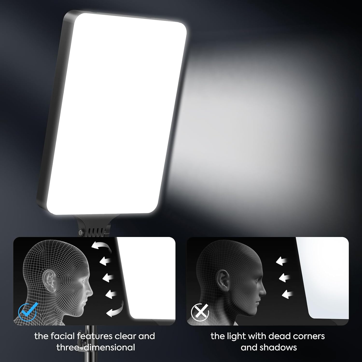 2-Pack 24'' LED Video Light Kit, Heorryn 2800-7500K Dimmable Photography Lighting with Remote and 75inches Stand, CRI 96+ Studio Lights for TikTok, YouTube, Game Streaming, Video Photography