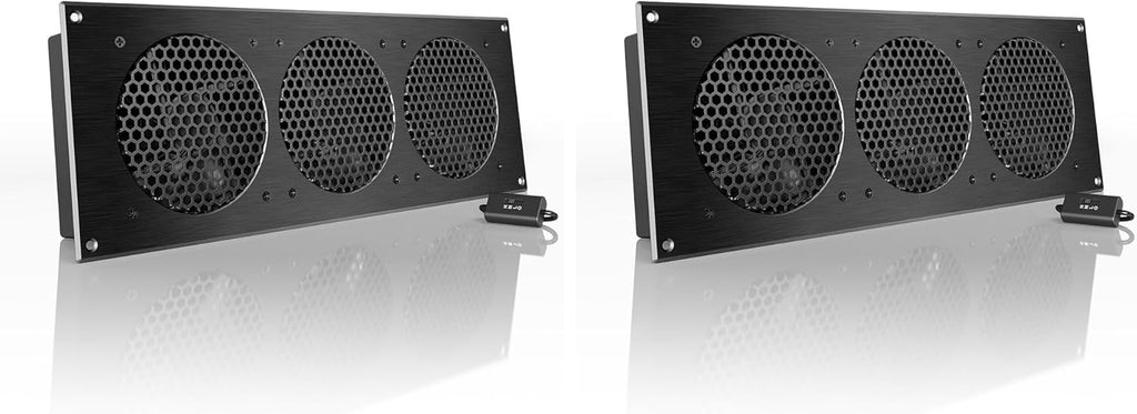AC Infinity AIRPLATE S9, Quiet Cooling Fan System 18" with Speed Control, for Home Theater AV Cabinet Cooling (Pack of 2)