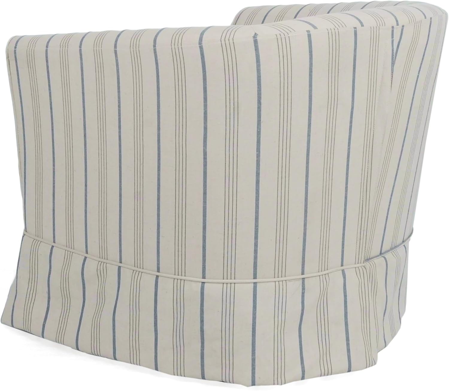 Christopher Knight Home Modern 360-Degree Swivel Accent Chair, Fabric Upholstered Club Chair, Comfy Reading Chair for Living Room, Bedroom Office, Beige/Blue Stripe