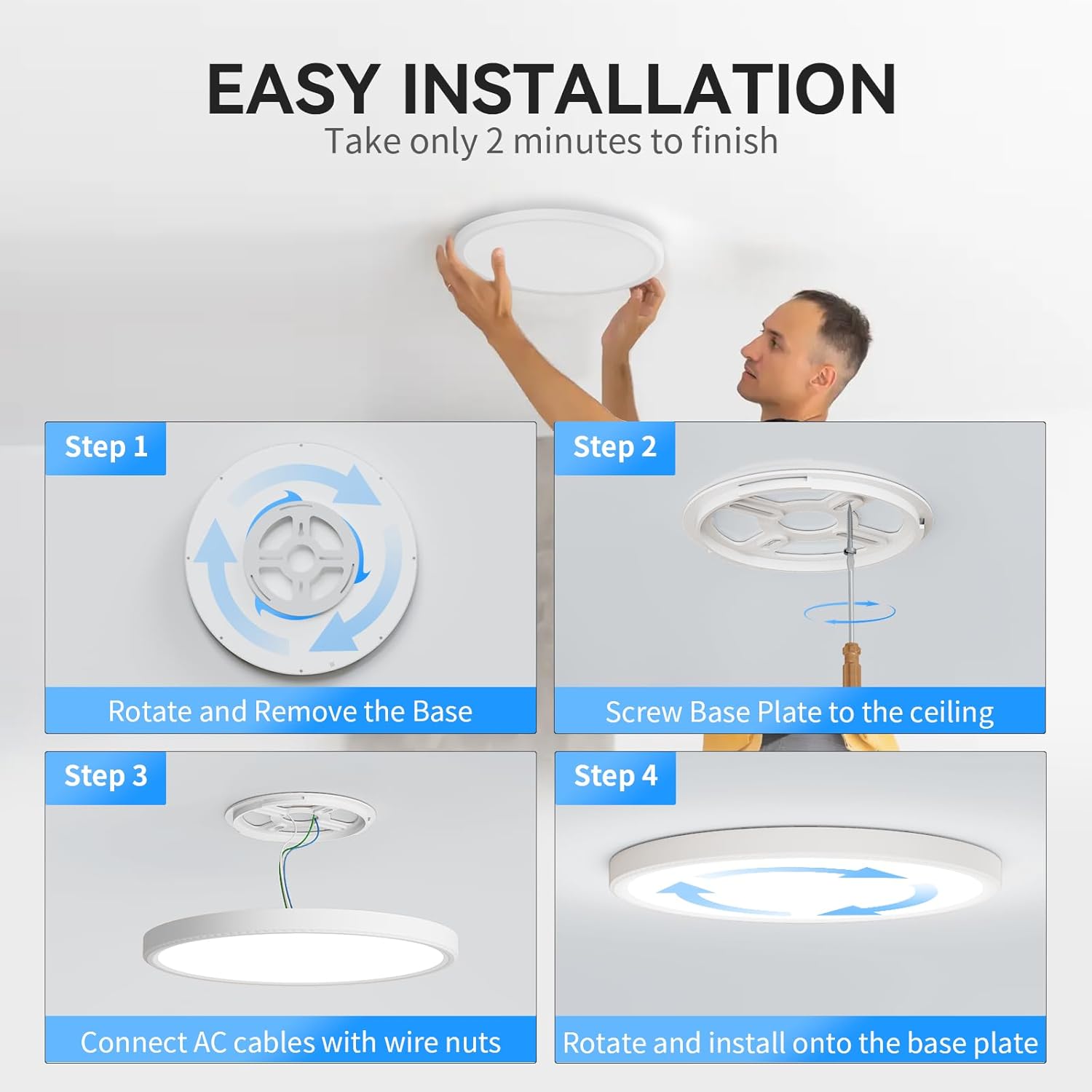 WKONCLDY 12Pack 3200lm LED Flush Mount Ceiling Light, Super Slim 12 inch Ceiling Light, 5000K LED Light for Bedroom, Living Room, Dining Room, Garage, Office, Warehouse