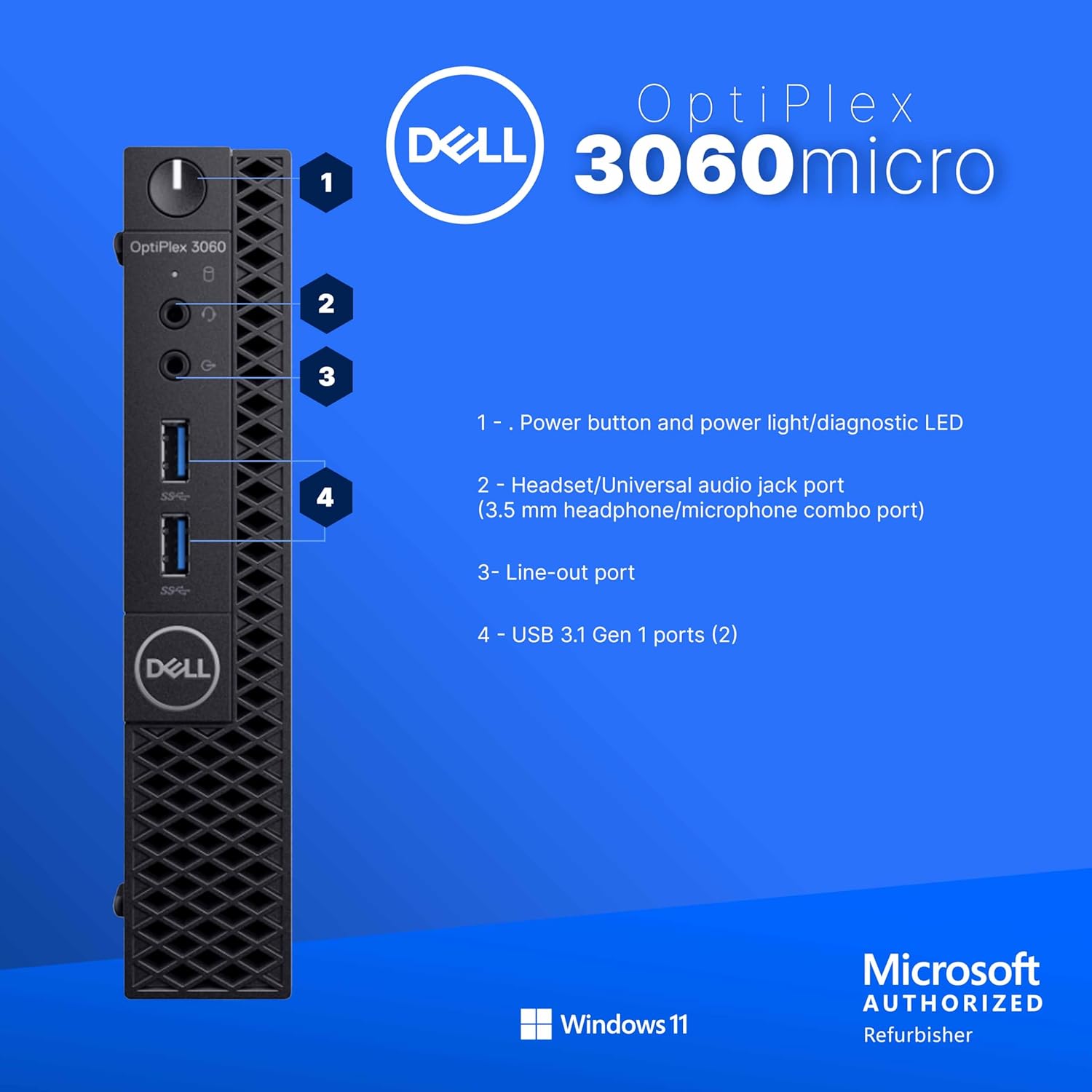 Dell Optiplex 3060 Mini PC | Windows 11 Pro | Intel i5-8500 | 16GB RAM + 500GB SSD | 5G WiFi + BT | Micro Desktop Computer | Keyboard + Mouse (Renewed)