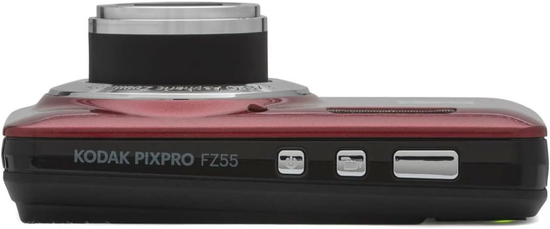 KODAK PIXPRO Friendly Zoom FZ55 Digital Camera (Red) Bundle with 32GB SD Card, Camera Case, and Battery Travel Charger (4 Items)