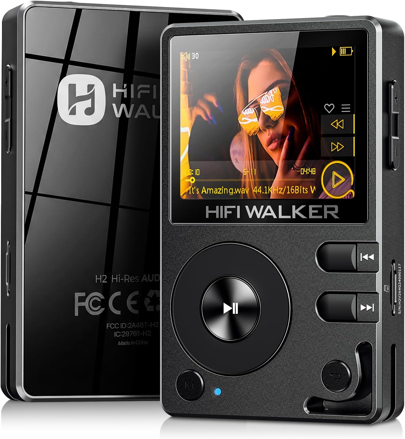 HIFI WALKER H2 HiFi MP3 Player with Bluetooth, Lossless DSD DAC FLAC, High Resolution Music Player, Portable Audio Player with 128GB Memory, Supports up to 512GB