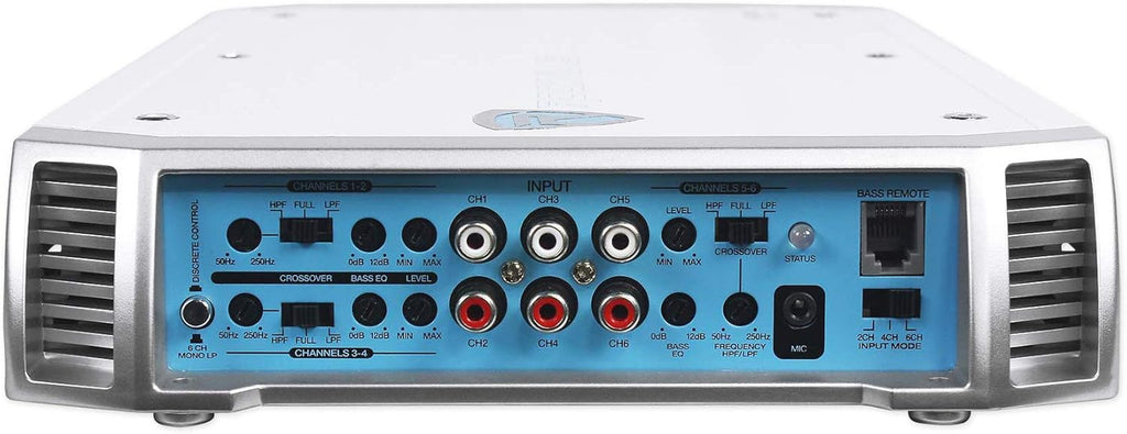 Rockville RXM-S6 Bundle: 2600W Marine 6-Ch Amplifier with PA Mic, (4) RMSTS65W 6.5 in 800W Per Pair 2-Way Boat Speakers, (2) RWB70W 250W Wakeboard Tower Speakers, RMWK4 4 AWG Amp Install Kit, 8-Items
