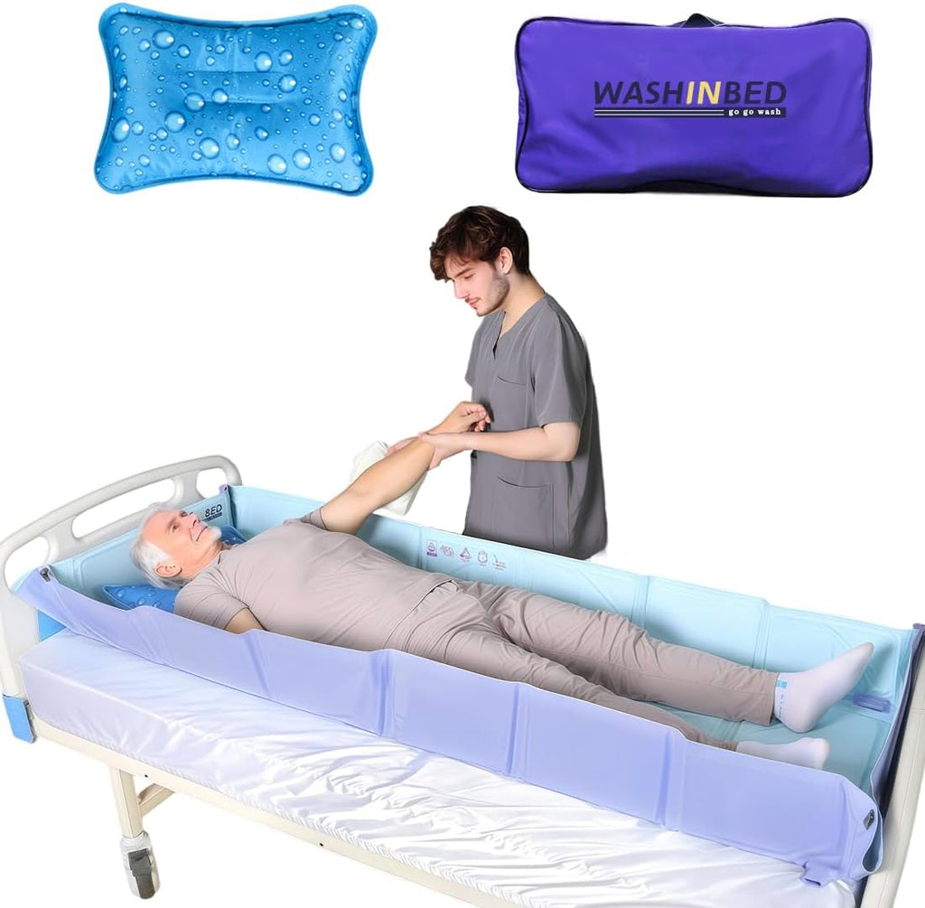 Bed Portable Bathtub for Full Body Washing in Bed,Collapsible Bathtub System Medical Bathtub for Bedridden, Disabled Patients,Elderly,Handicap ((6-fold)-74"(L) x24"(W) x8"(H))