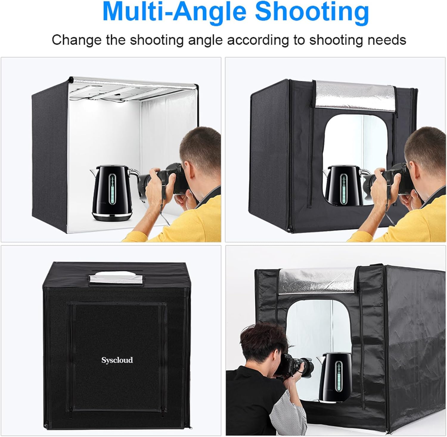 Photo Studio Light Box, 32"x32" Professional Dimmable Shooting Tent Kit with 210 LEDs Lights & 4 Color Backgrounds for Product Photography
