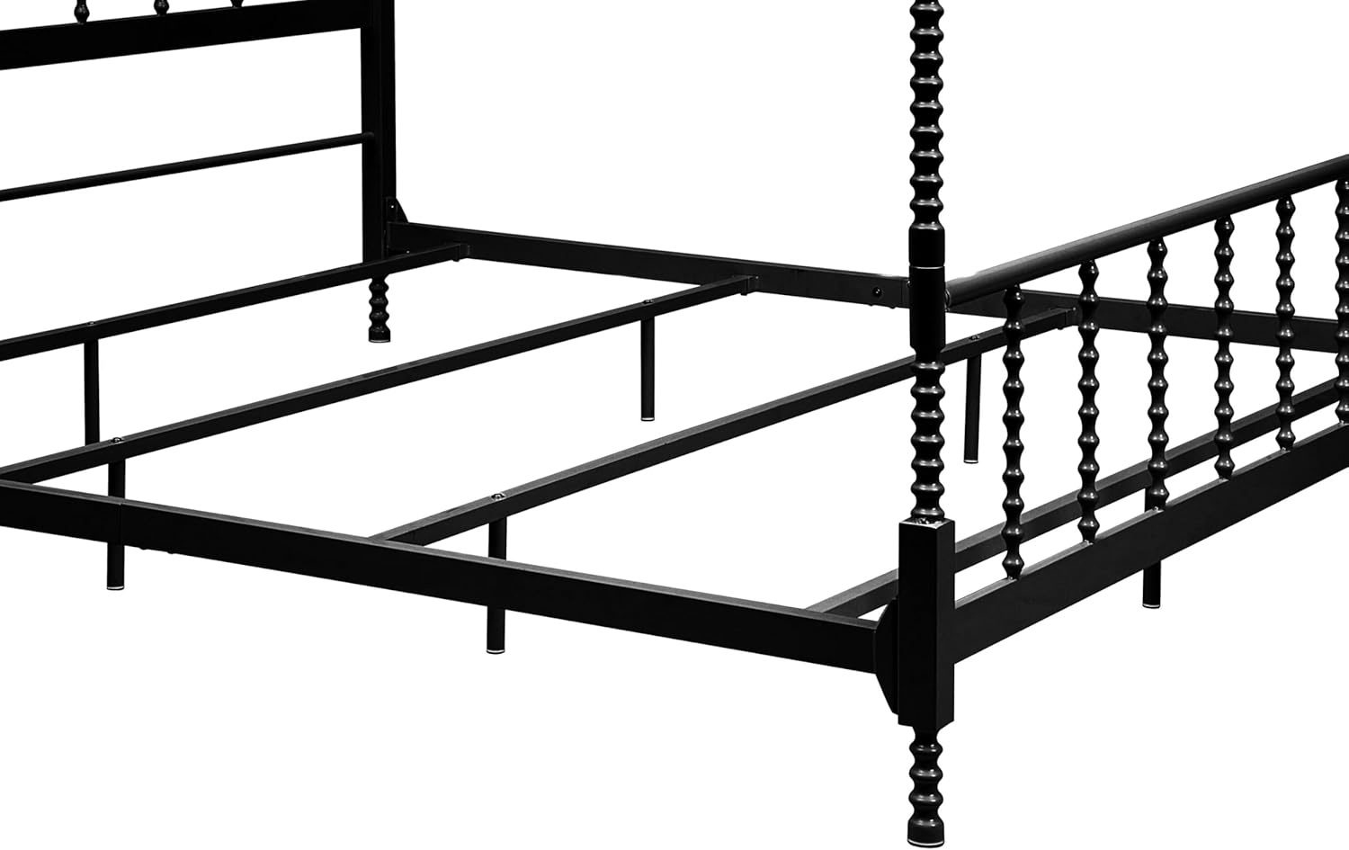 Furniture of America Vaeli Modern Metal King Size Four Poster Bed Frame with Spindles, Canopy Bedframe for Bedroom, Guest Room, Box Spring Required, Black