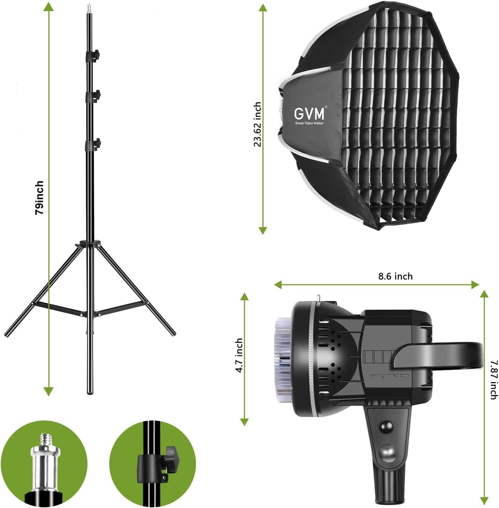 GVM 80W Softbox Lighting Kit with APP Control, Professional Studio Photography Lighting with Digital Display, LED Video Light Color Temperature 5600K and CRI 97+ for Portrait Product Fashion Shoot