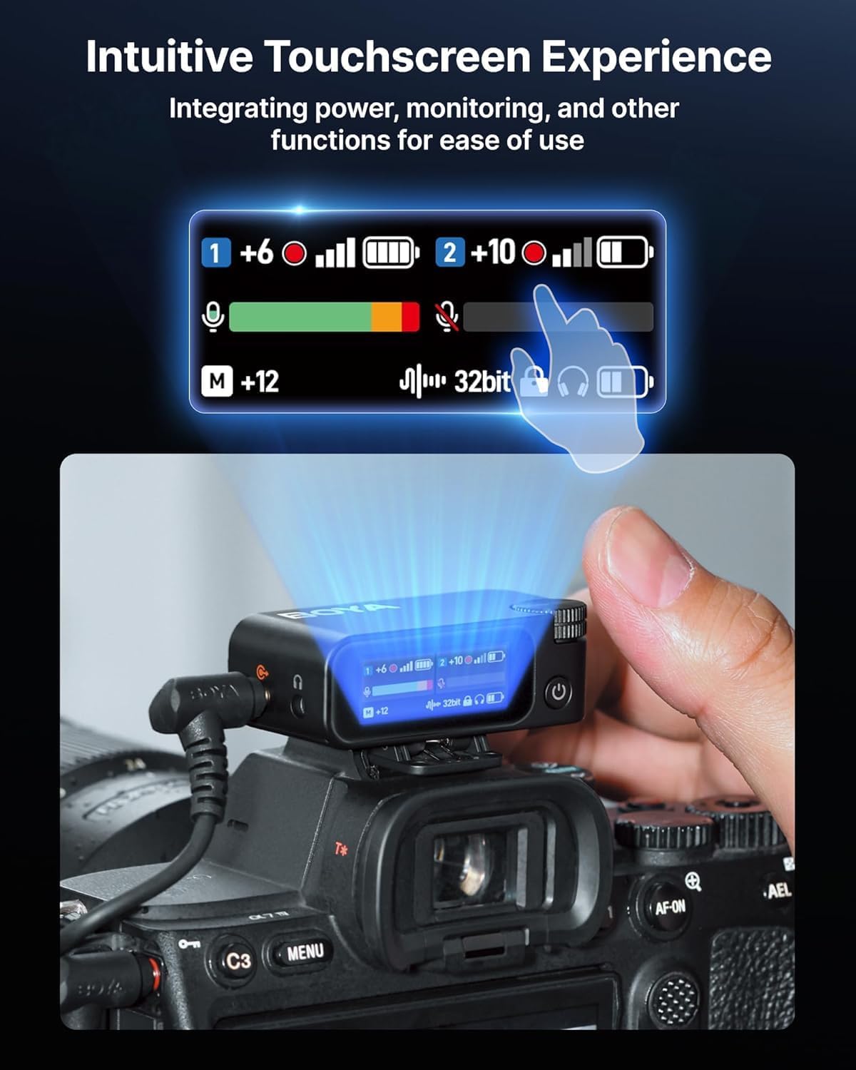 BOYA BOYAMIC 2 Wireless Microphones for iPhone 15-16/Android/PC/Camera,AI Noise Cancellation,32-bit Float Internal Recording,984ft Range, 54H Battery with Charging Case for Recording(without Clip Mic)