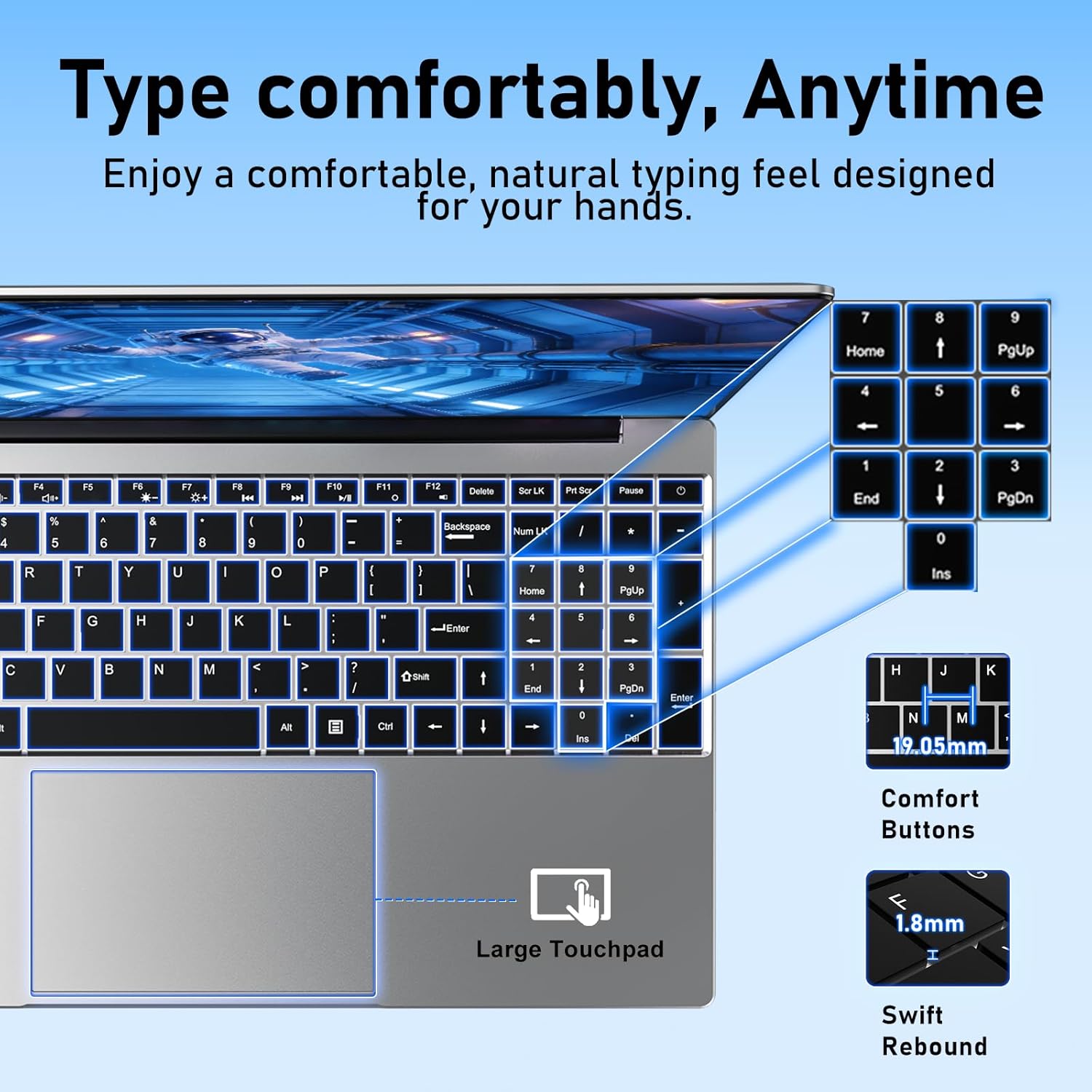 2026 Laptop Computer,15.6 Inch Windows 11 Pro Laptops with Microsoft Office,8GB RAM 256GB SSD,Intel Pentium Process,6H Battery,Mini HDMI,cam|Mic,Portable Thin for College Student Kids Business Work