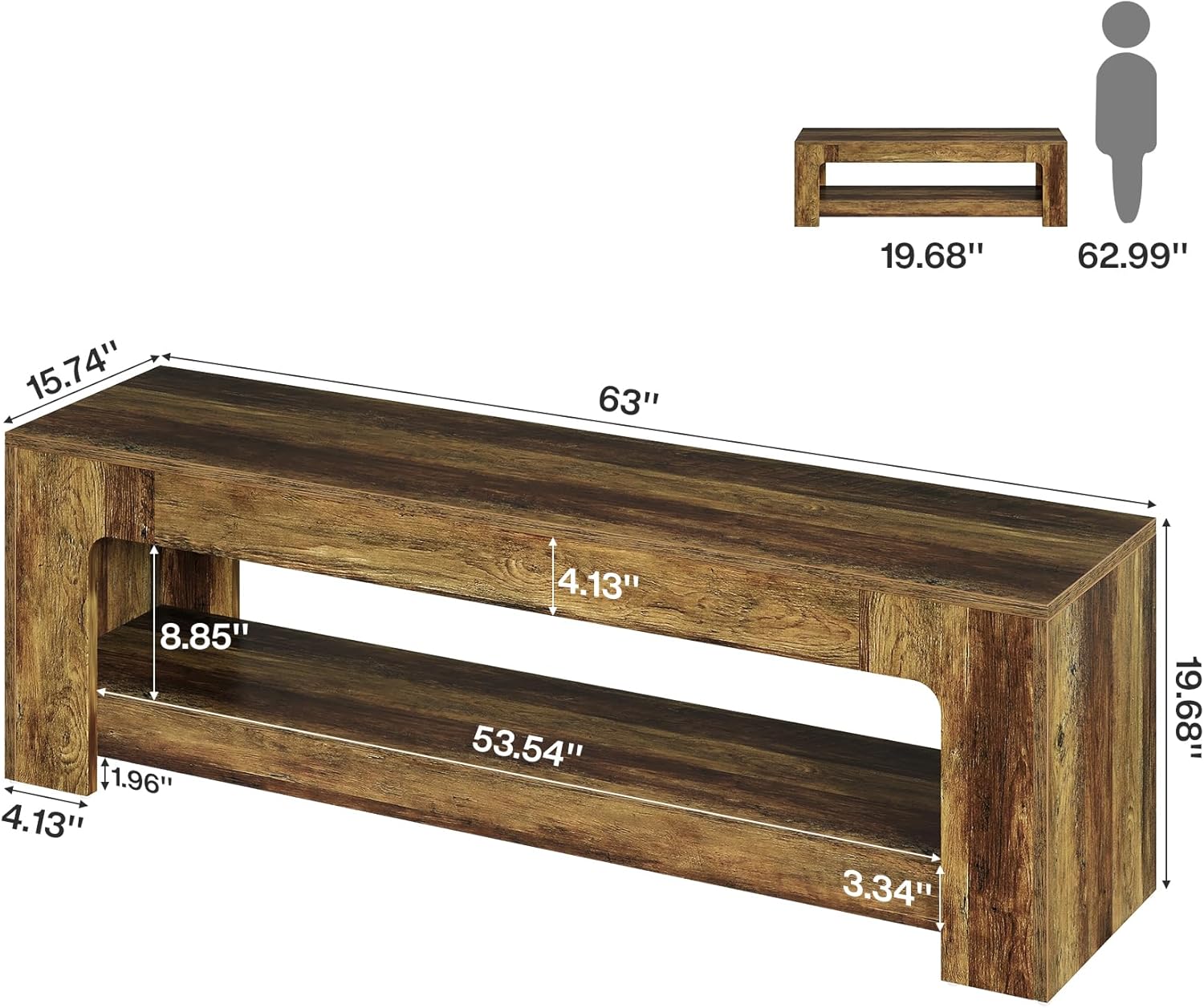 Tribesigns TV Stand for Living Room for 55/60/65/75-Inch TVs, Farmhouse Rustic TV Console with Storage Shelves, 63" Entertainment Center Television Stand for Bedroom, Brown