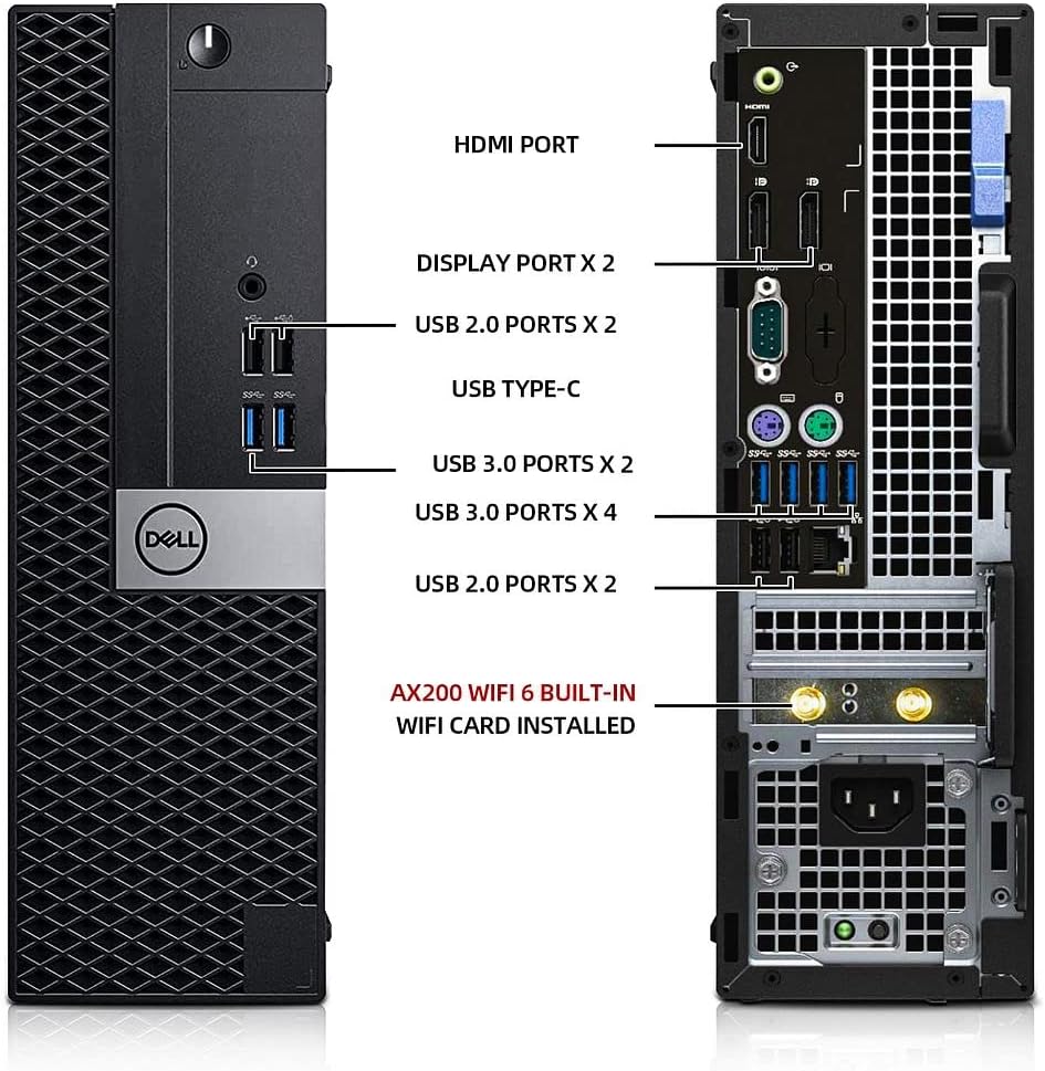 Dell OptiPlex 5050 Desktop Computers with 24" Monitor PC Bundle,Intel i7-6700 3.4GHz,32GB DDR4 Ram New 512GB M.2 NVMe SSD,Intel AX200 Built-in WiFi 6,Bluetooth 5.2,HDMI,Windows 11 Pro (Renewed)