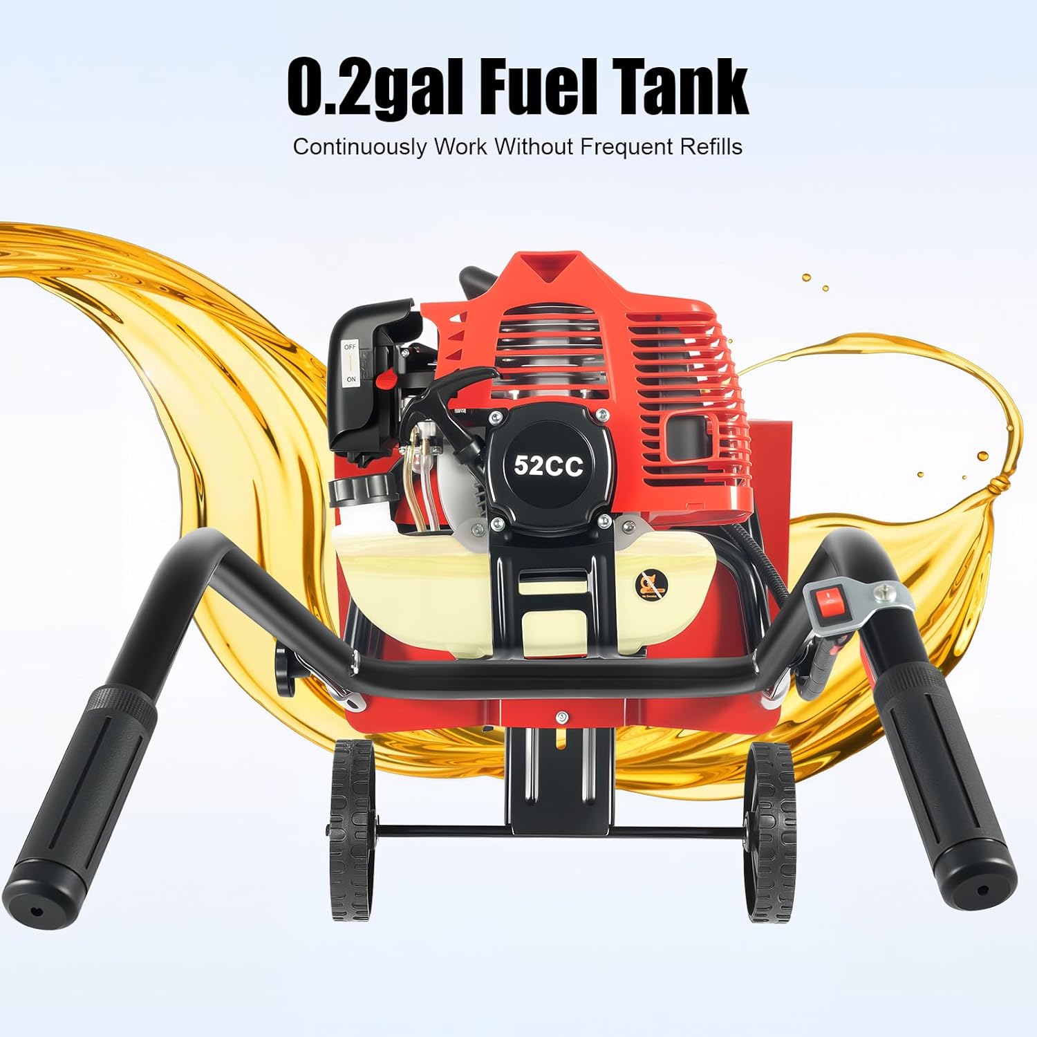 2-Cycle Gas Powered Tiller Cultivator, 52CC Farmyard Tilling Machine, 14.17-Inch Tilling Width, Easy Start, Hand-Pull Recoil, Single Cylinder Air-Cooled Garden Tool, for Lawn Yard & Gardening Care
