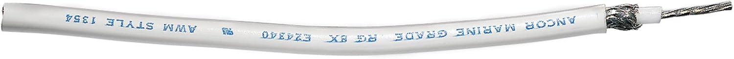 Ancor 151510 Marine Grade Electrical Premium Tinned Copper Coaxial Cable (RG8X, White, 100-Feet)