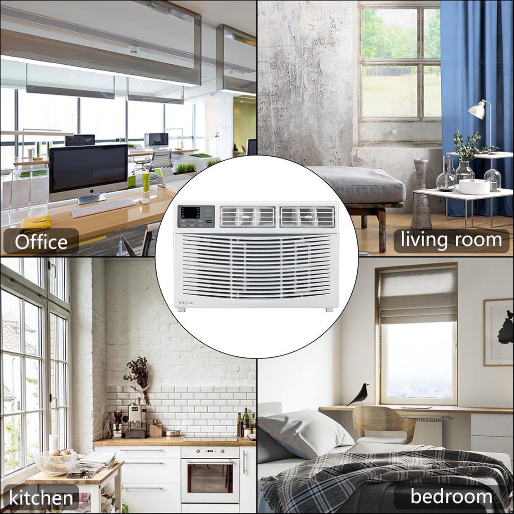 ROVSUN 8000 BTU Air Conditioner Window Unit, 3-in-1 Window AC Unit Cooler, Dehumidifier & Fan with Timer, Remote Control & Installation Kit, Cooling Rooms up to 350 Sq. Ft, 115V/60Hz