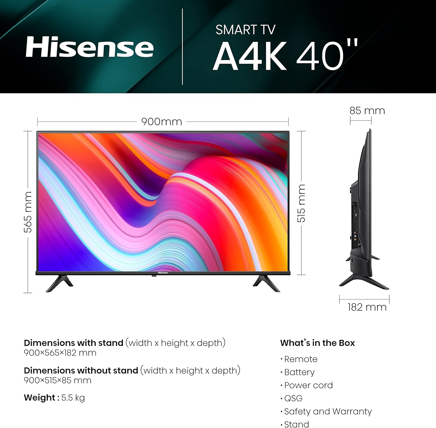 HISENSE 40" Class A4 Series LED Full HD Smart Vidaa TV 40A4KV