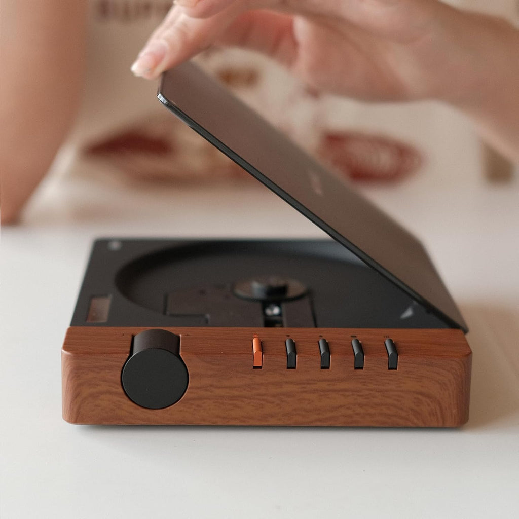 syitren R300 CD Player Portable Bluetooth Desktop Retro CD Players for Home,Without Speakers, Rechargeble Battery Small Compact Vintage CD Player,SPDIF Out,Brown