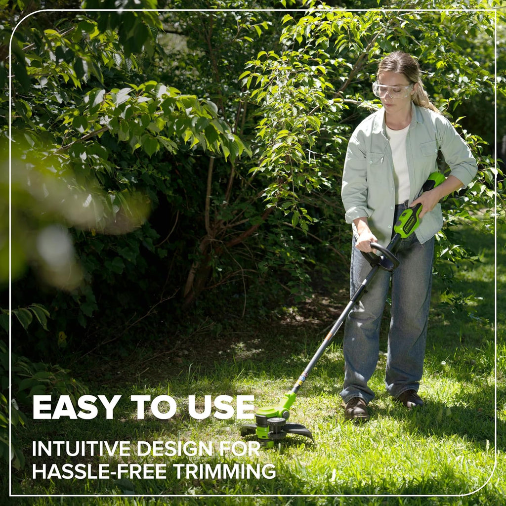 Greenworks 24V 13" Brushless String Trimmer, 2-in-1 Trimmer/Edger with Auto-Feed, 4.0Ah Battery, 65W Type-C Charger, 10 Blades, 3-Year Warranty, Powers 200+ Tools