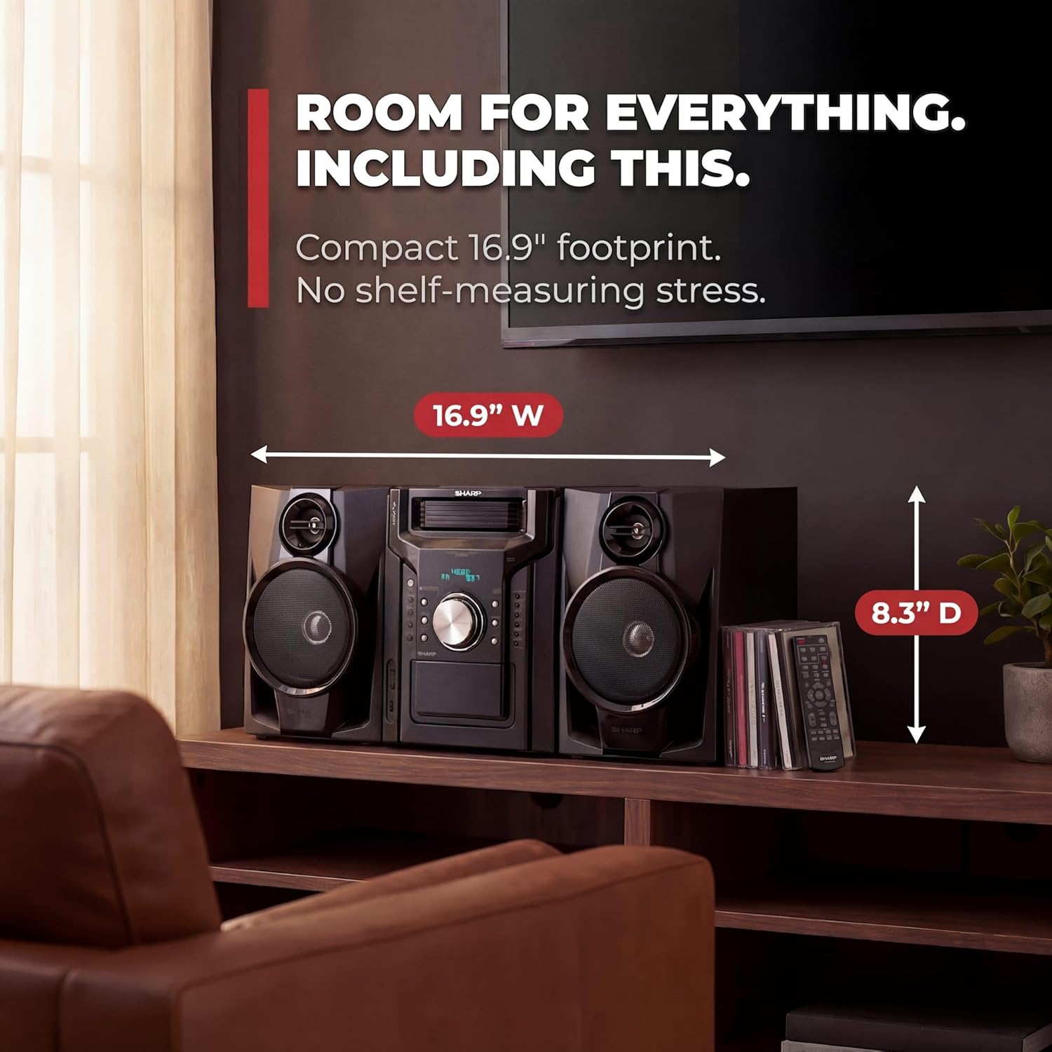 Sharp CD-BH950 Sharp 240W 5-Disc Mini Shelf Speaker System with Cassette and Bluetooth