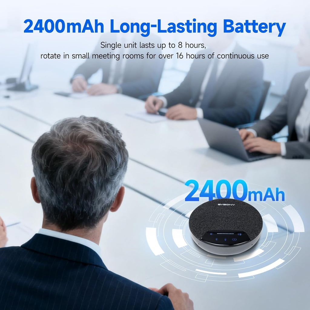 SVBONY SVN O1 Dual Conference Speaker and Microphone, Wireless Cascading 33FT for 30People Conference Room, 3A+AI Noise Cancelling, 8Mics with 360°Voice Pickup, UHF-Stabilized Link