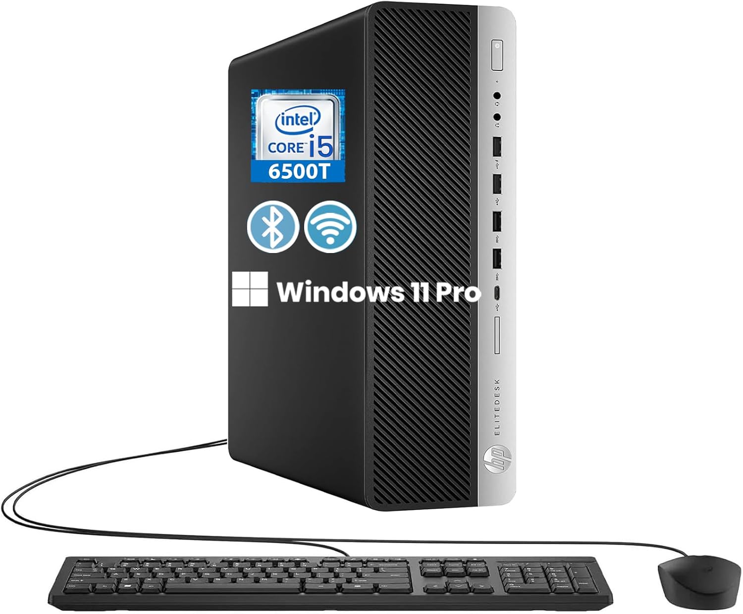 HP EliteDesk 800 G3 SFF Desktop PC Computer, Intel Core i5-6500T, 8 GB RAM, 256 GB SSD, Displayport, Wi-Fi, Keyboard and Mouse, Windows 11 Pro (Renewed)