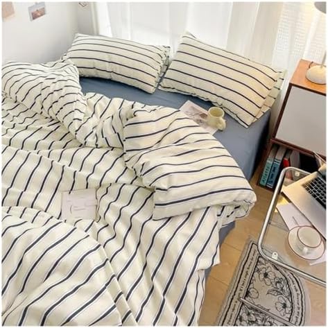 Soft Pure Cotton 4-Piece Bedding Set - Duvet Cover, Bed Sheet & Pillow Cases - Breathable, Comfortable, Hypoallergenic Bed Linen for Cozy Sleep