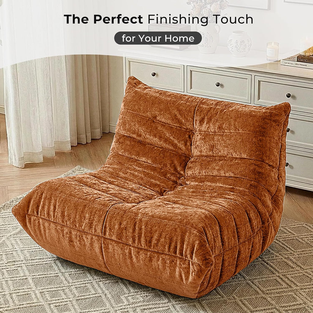 HABUTWAY Bean Bag Chair, Giant Bean Bag Chairs for Adults, Bean Bag Sofa with Filler Faux Fur, Memory Foam Bean Bag Couches Fireside Lazy Sofa for Living Room, Bedroom, Office (Brown)