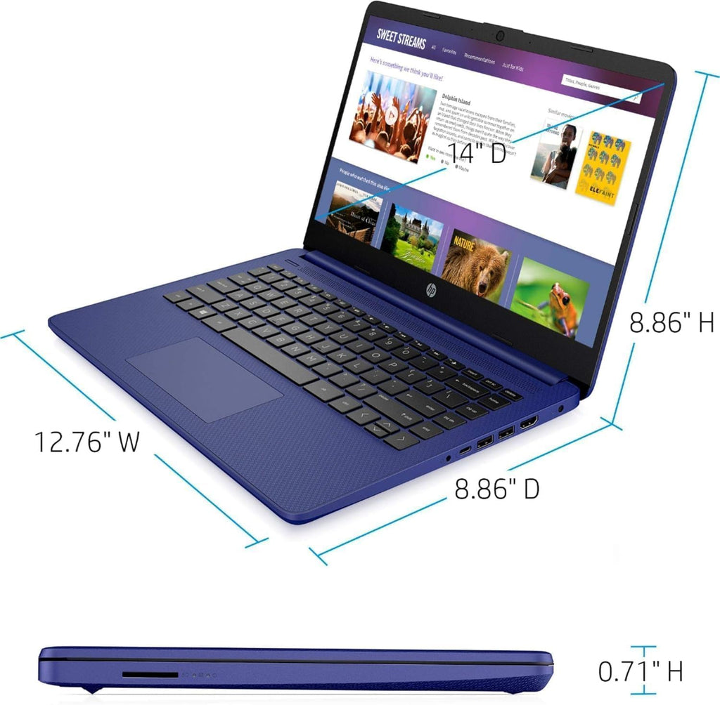 HP 14" HD Laptop | Back to School Limited Edition with 1 Year Microsoft 365 | Intel Quad-Core Processor | 8GB RAM | 576GB Storage | Long Battery Life | Indigo Blue | w/WOWPC Bundle | Windows 11