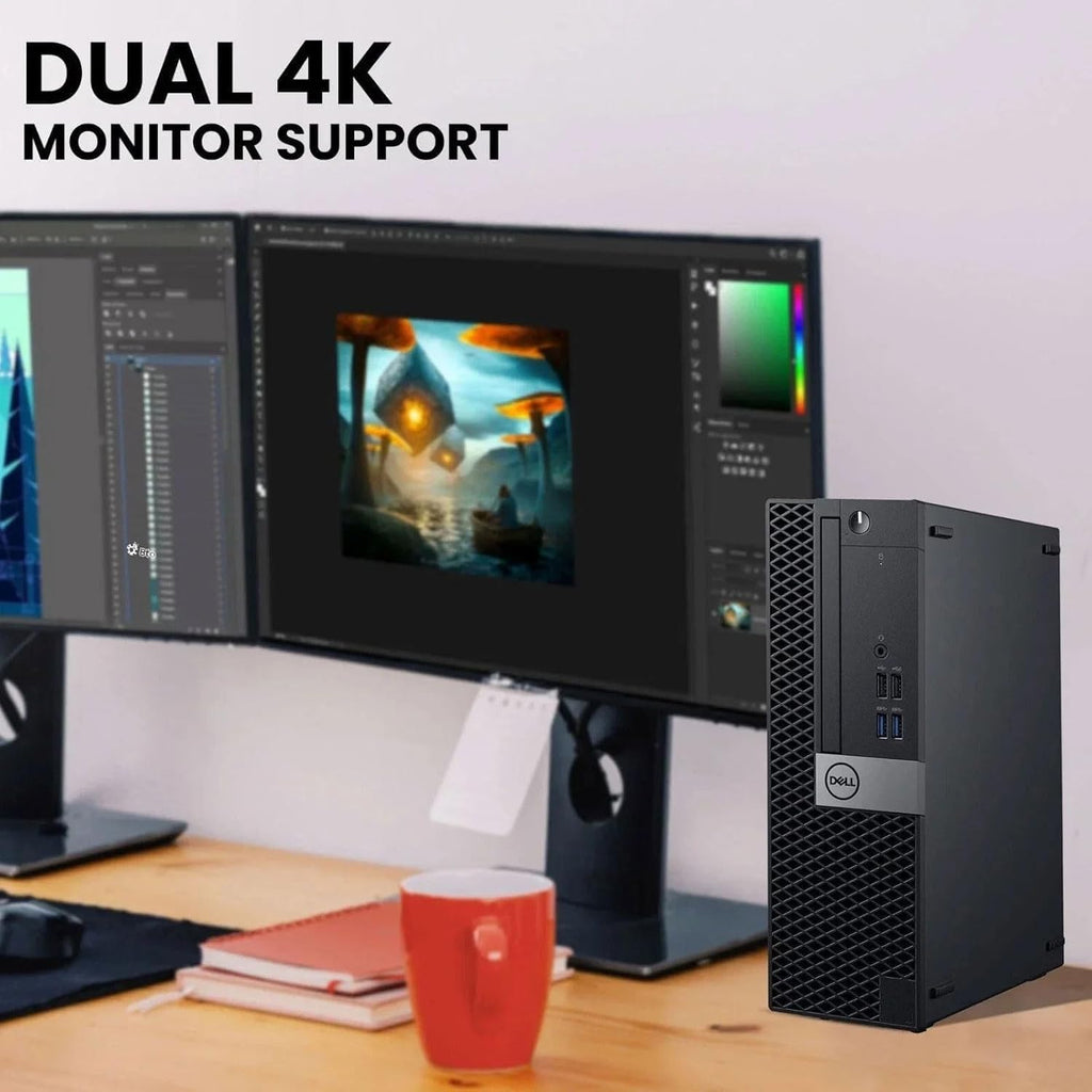 Dell OptiPlex 3070 Desktop Computer PC Intel Core i5-9500 6-Cores, 16GB DDR4 Ram, 512GB SSD, Dual 2 x 22 LED Monitors, WiFi, Wireless KB & Mouse, Windows 11 Pro (Renewed)