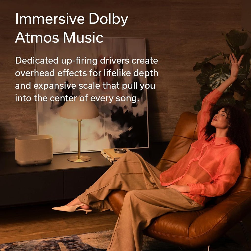 Denon Home 400 Speaker, Wireless Speaker with 6-Driver Array for Stereo and 3D Dolby Atmos Music, HEOS Multiroom Music Control, Wi-Fi, Bluetooth, Home Audio Device, AirPlay 2, Stone