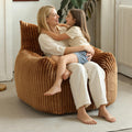 Giant Bean Bag Chair for Adults, Oversized Beanbag Sofa with Armrests and Back Support, Filler Included, Ultra Soft Stuffed Floor Couch for Bedroom, Reading and Lounging, Living Room(Brown)
