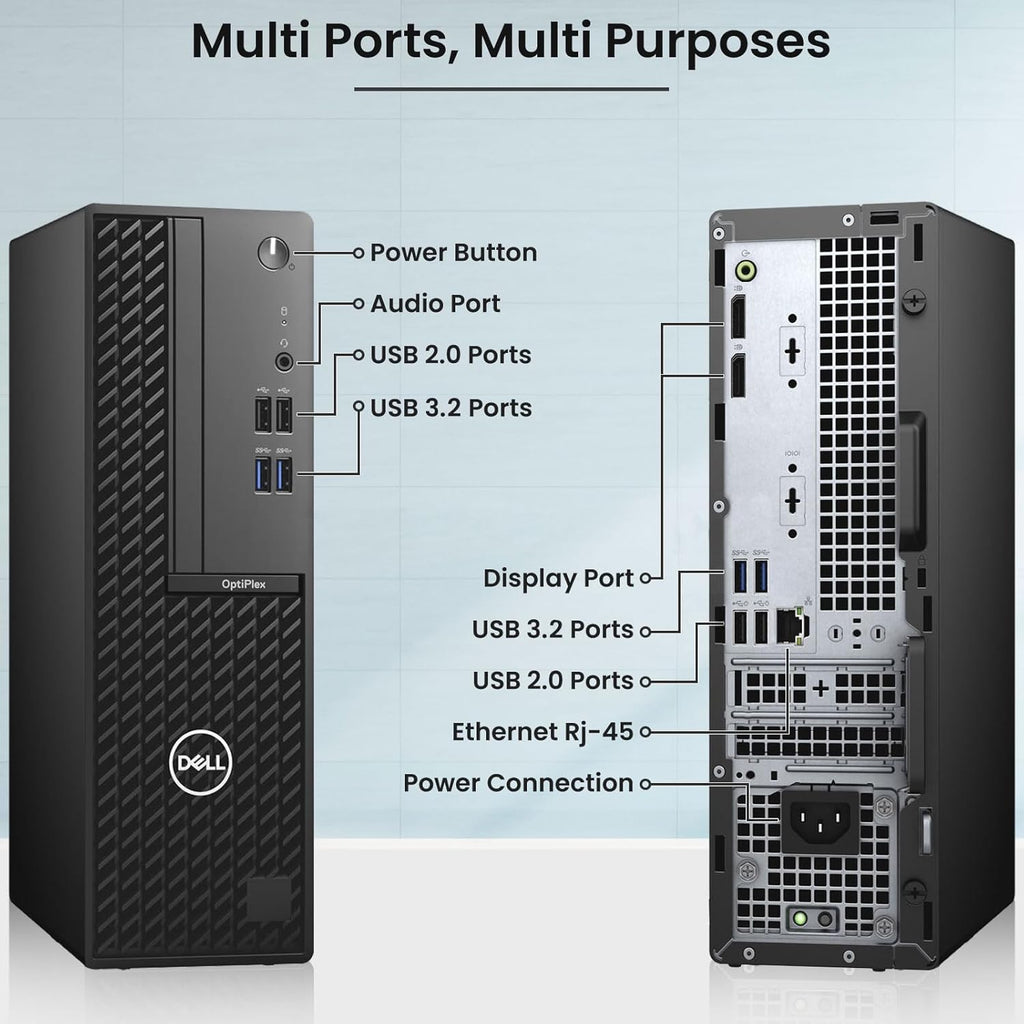 Dell OptiPlex SFF Desktop PC | Intel Core i5-10th Gen | 16GB DDR4 RAM | 256GB SSD | Dual 24" Monitor | Wireless Keyboard Mouse | Built-in WiFi | Business Office Computer | Windows 11 Pro (Renewed)