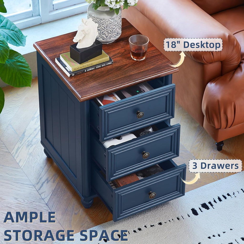 Farmhouse Dressers & Night Stand Set of 4, Wood 54" Wide 7 Drawer Dresser & 43.5" Tall Chest of Drawers, 18"Roman Column Nightstand Set of 2, Bedroom Furniture Dresser Set for Home Living Room Hallway