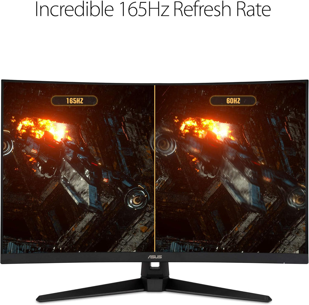 ASUS TUF 32 Inch Curved Gaming Monitor - QHD (2560 x 1440), 165Hz (Supports 144Hz), 1ms, Extreme Low Motion Blur, Speaker, FreeSync Premium, VESA Mountable, DisplayPort, HDMI - VG32VQ1B