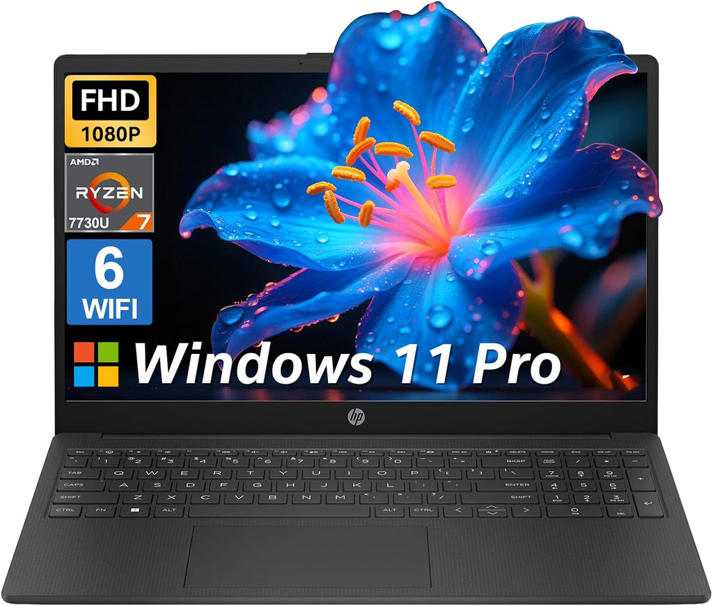 HP Flagship Business Laptop, 15.6" FHD IPS Display, AMD Ryzen 7 7730U, 20GB RAM, 512GB PCle SSD, Windows 11 Pro, Copilot AI, WiFi 6, Bluetooth, Numeric Keyboard, with Patented Accessories, Black