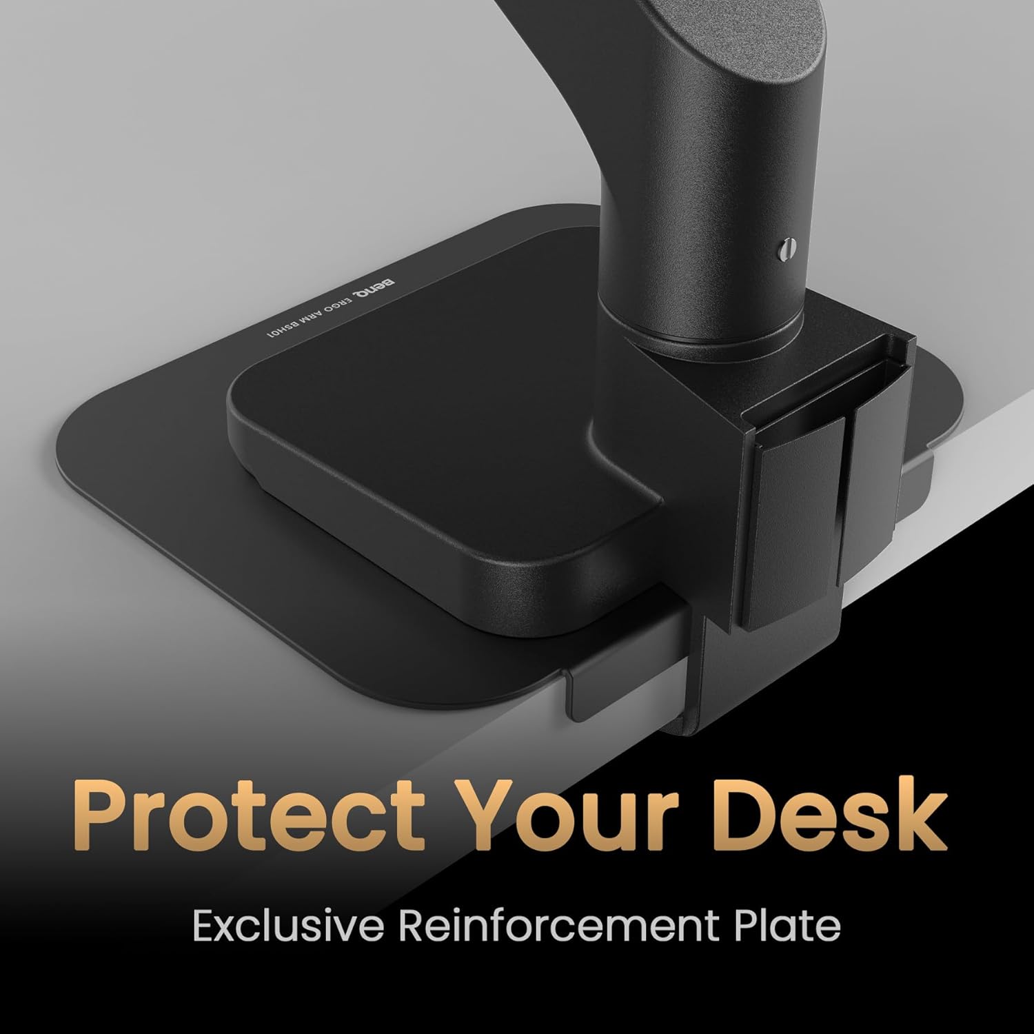 BenQ BSH01 Ergo Monitor Arm -Gas Spring Monitor Stand for Up to 45'' & 44lbs Screens, Heavy Duty, Quick Installation, No Sagging, Top Clamp and Grommet Base, Reinforcement Plate, VESA 75x75 &100x100mm