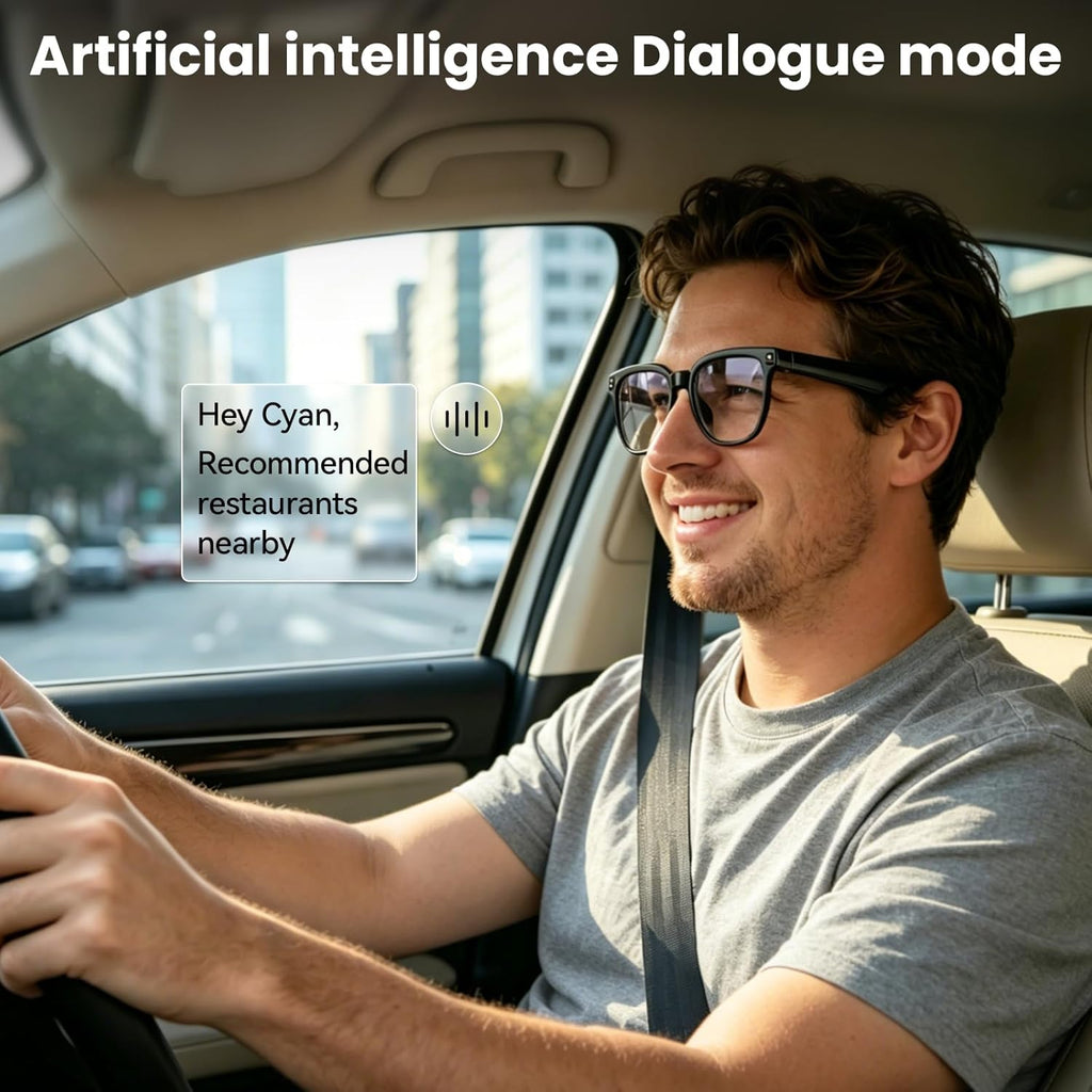 Hwagol Smart Glasses with Camera, 8MP HD Photo and Video Recording,AI Glasses with Real-Time Translation/Object Recognition/AI Voice Q&A/Recording, Calls and Music,UV & Blue Light Protection (Clear)