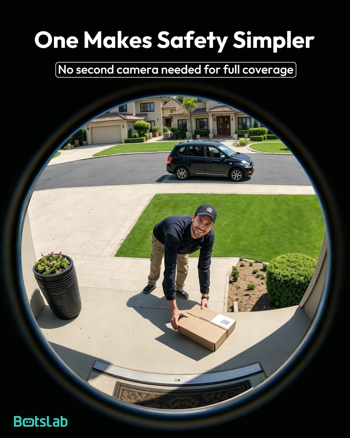 BOTSLAB 5MP Wireless Video Doorbell Camera,180° Head-to-Toe View, AI Motion Detection, VR Mode, Battery or Wired Powered, Easy Installation, Weatherproof, No Monthly Fee, 2.4GHz WiFi