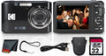 Kodak PIXPRO FZ45 Digital Camera (Black) | 16MP Sensor, 4X Optical Zoom, 27mm Wide-Angle Lens & Full HD Video | Great for Travel & Family Photos (FZ45BK) + 32GB Card + Camera Case + Cleaning Cloth