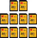 Kodak 32GB 10-Pack SDHC Card, UHS-I U1 V10 Premium, up to 85MB/s Read Speed, for Full HD Video and High-Resolution Pictures, Compatible with SDHC Standard (10-Pack)