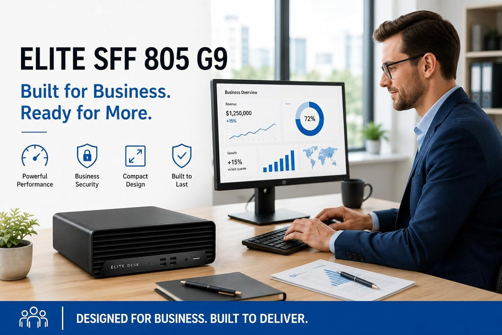 HP Desktop Computer Elite SFF G9| 6-core 5GHz Ryzen-5 Processor(1.3 Times Faster Than Intel i7-1255U) | 16GB DDR5 RAM, 512GB SSD| WiFi| Bluetooth| HDMI, USB, RJ-45| Windows 11 Pro| W/Wired KB & Mouse