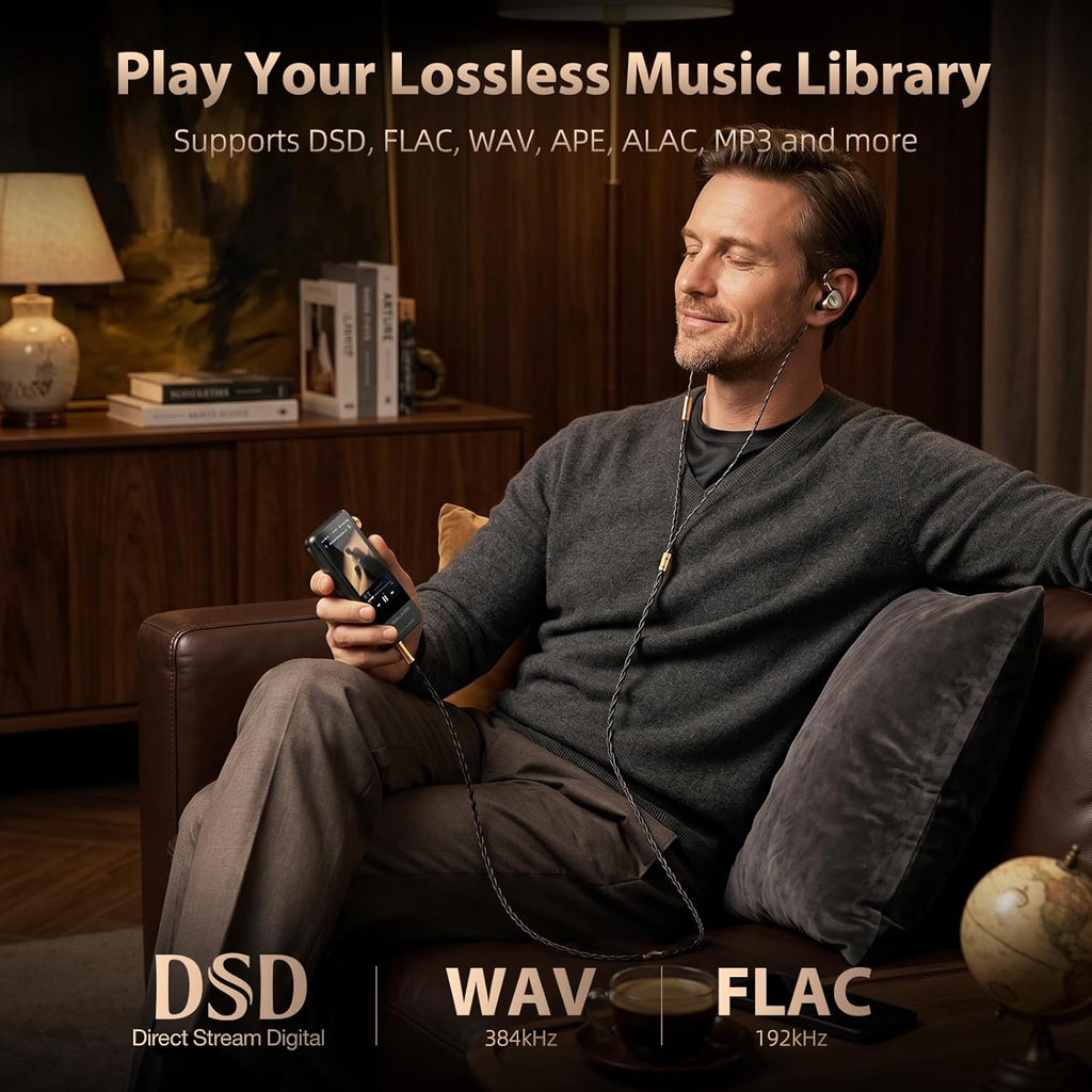 HIFI WALKER H20 Pro Hi-Res Music Player with Bluetooth, Digital Audio Player with 3.2" Touchscreen, Dual DAC, 3.5mm & 4.4mm Balanced Output, USB DAC, 64GB Micro SD Card Included