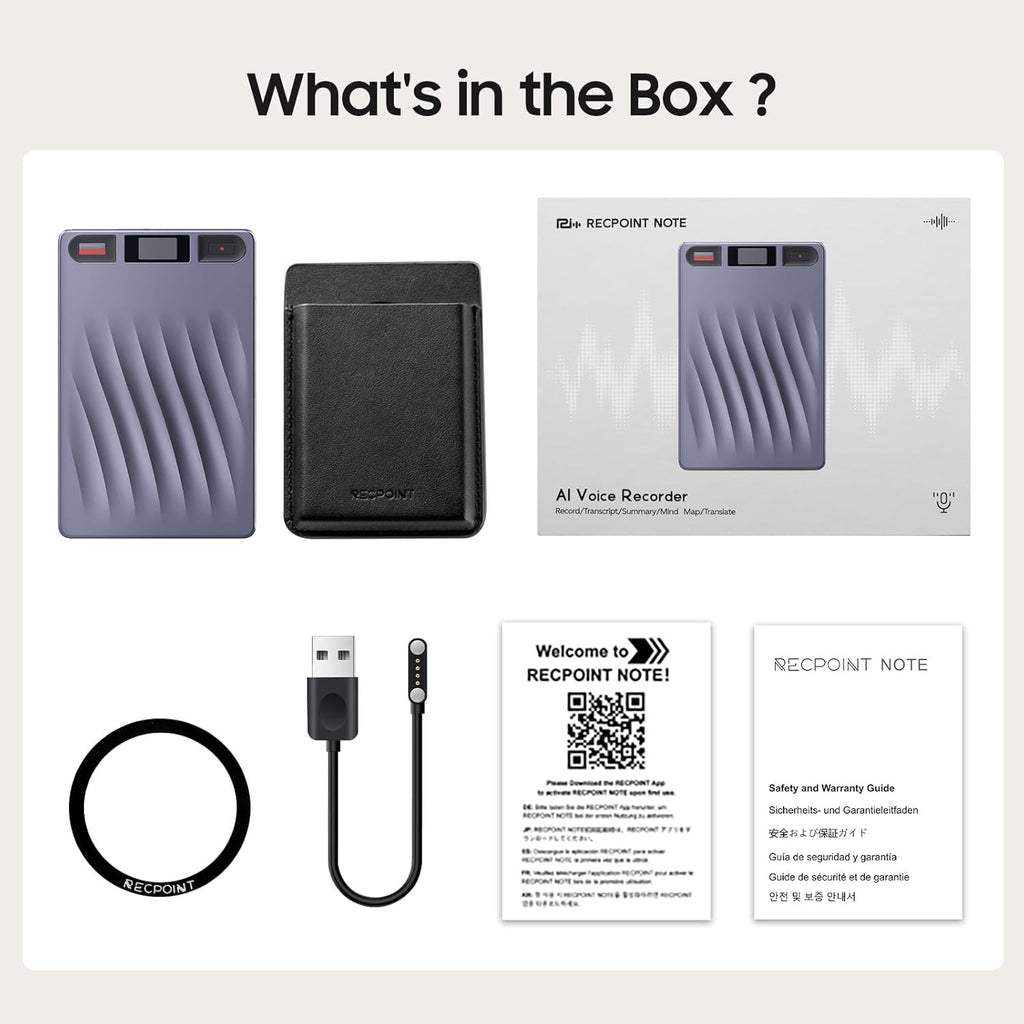 AI Voice Recorder, AI Note Taker w/APP Control and Transcription & Summarize, 150 Languages, Noise Cancellation, 64GB Memory, Pocket Note Pro Taking Device for Meeting, Interviews & Calls