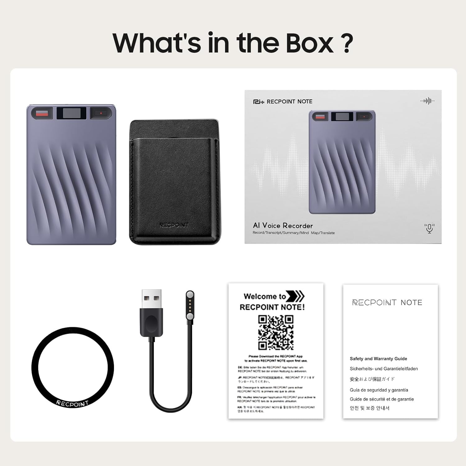 AI Voice Recorder, AI Note Taker w/APP Control and Transcription & Summarize, 150 Languages, Noise Cancellation, 64GB Memory, Pocket Note Pro Taking Device for Meeting, Interviews & Calls