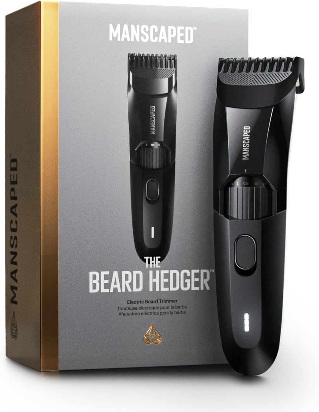 MANSCAPED® The Beard Hedger® Men's Premium Beard Trimmer, 20 Length Adjustable Blade Wheel, Stainless Steel T-Blade for Precision Facial Hair Trimming, Cordless Waterproof Wet/Dry Clipper