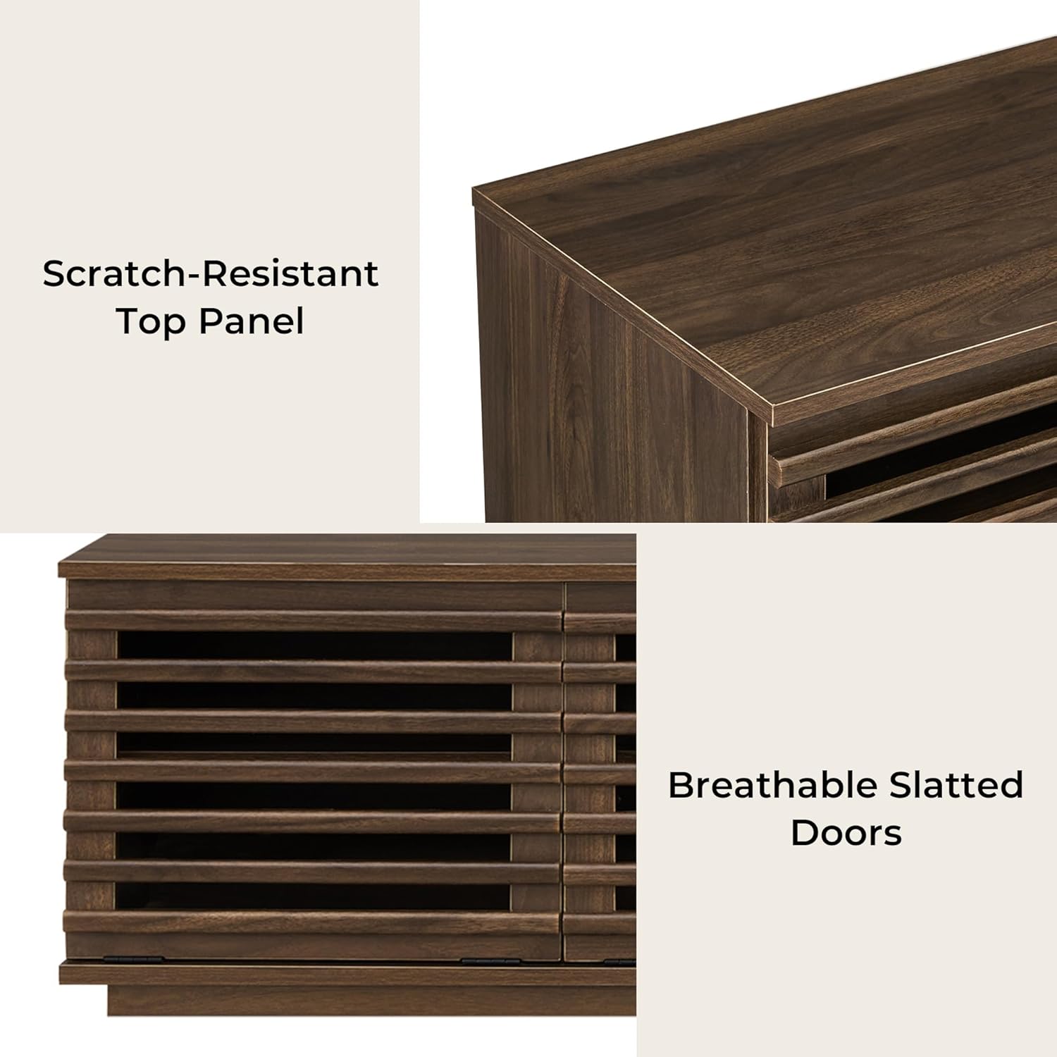 CHITA 70" Modern TV Stands with LED Light for TVs Up to 75 inches, Low Profile Entertainment Center with 4 Flip-Down Door & Fluted Details, TV Media Console for Living Room, Walnut