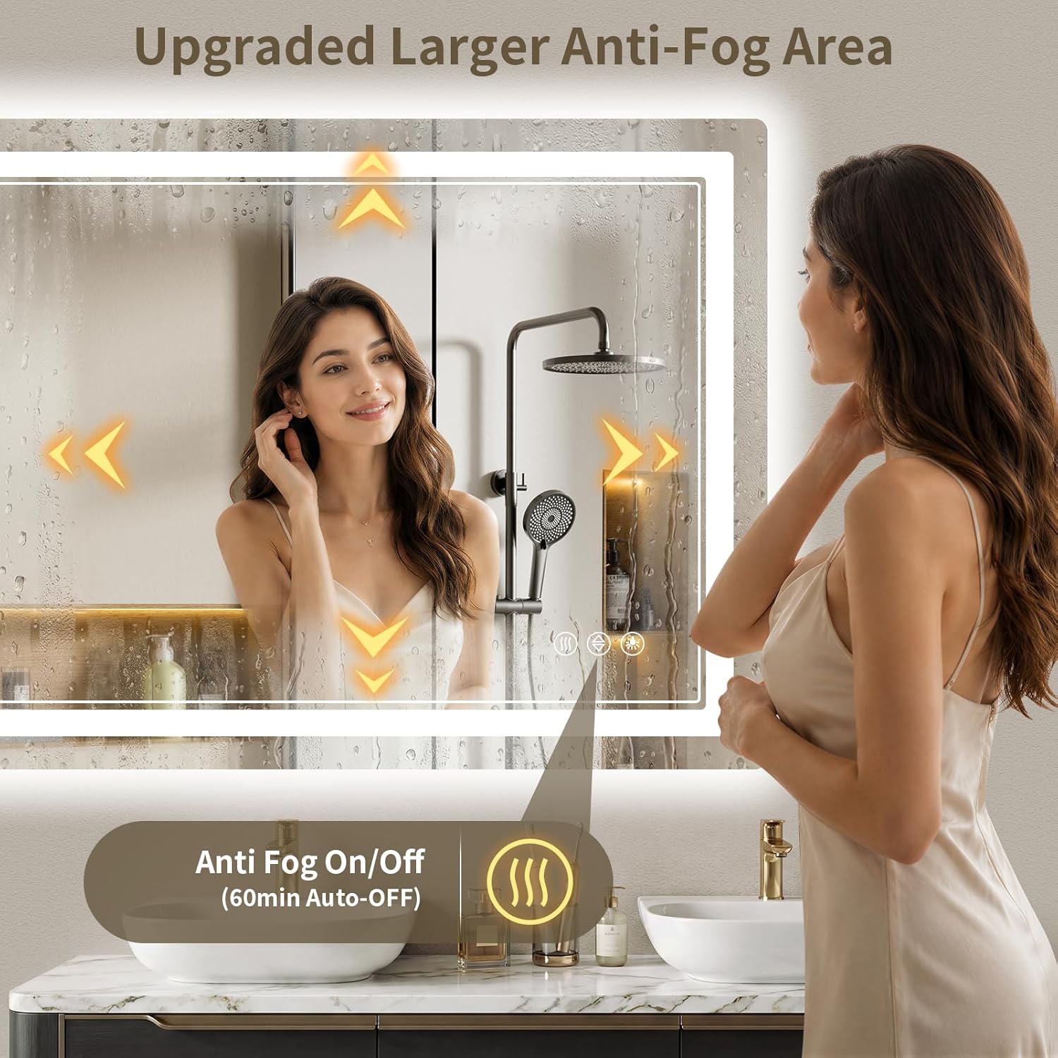 30"x36" LED Bathroom Mirror with Lights, Backlit + Front Lit, Anti-Fog, Lighted Bathroom Mirror for Wall, HD Shatterproof Tempered Glass, Dimmable, Memory Function (Horizontal/Vertical)