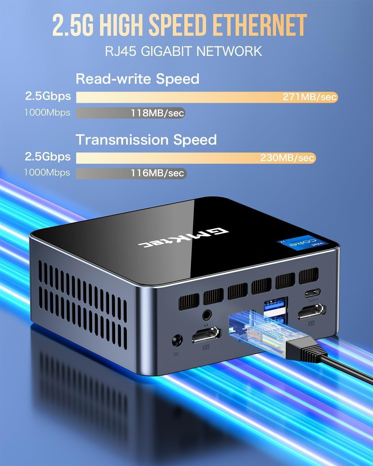 GMKtec Mini PC with Intel Core i7-1185G7 Processor (Up to 4.8 GHz) 16GB DDR4 1TB SSD NIC i226V RJ45 2.5G Iris Xe Graphics USB4.0 Desktop Mini Computers WiFi 6, BT 5.2/ DP, HDMI M2