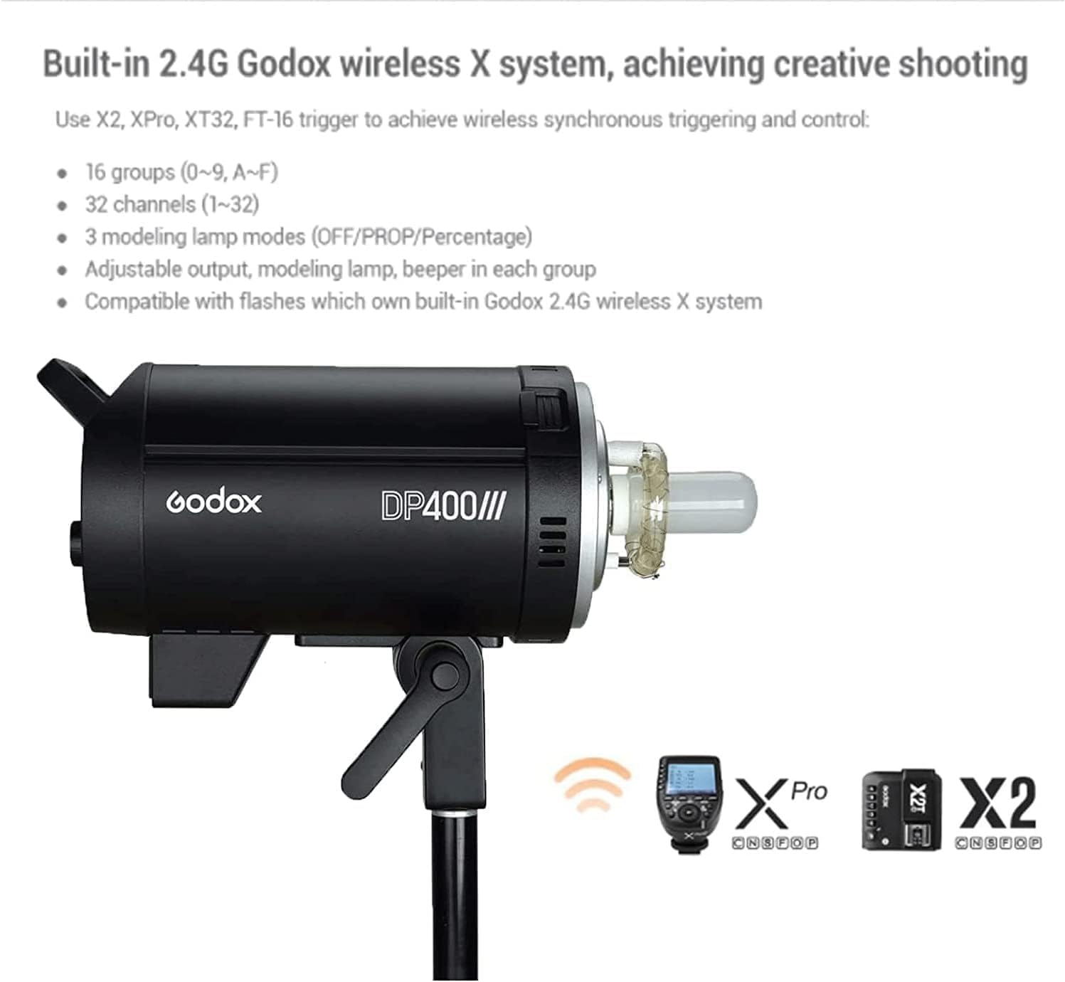 Godox 3Pack DP400III 1200W Studio Strobe Flash Lighting Kit with 3* Light Stand 3* Grid Softbox 1 * 5-in-1 Reflector 1* Bag for Portrait Photography Studio Shooting